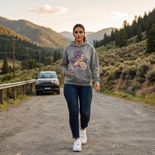 Hoodie "Butterfly Girl" — Edición Arte Floral 🦋🌸