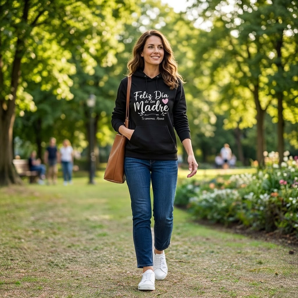 Hoodie "Feliz Día de las Madres" — Te Amamos Mamá 💕🖤