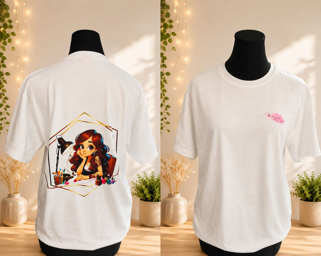 Polera "Watercolor Girl" — Doble Estampado Frente y Espalda 🎨✨
